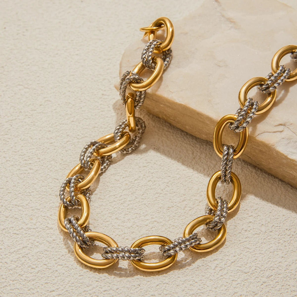 Two - Tone Chunky Chain Necklace | Gold & Silver Rope Links | The PM Edit - The PM Edit