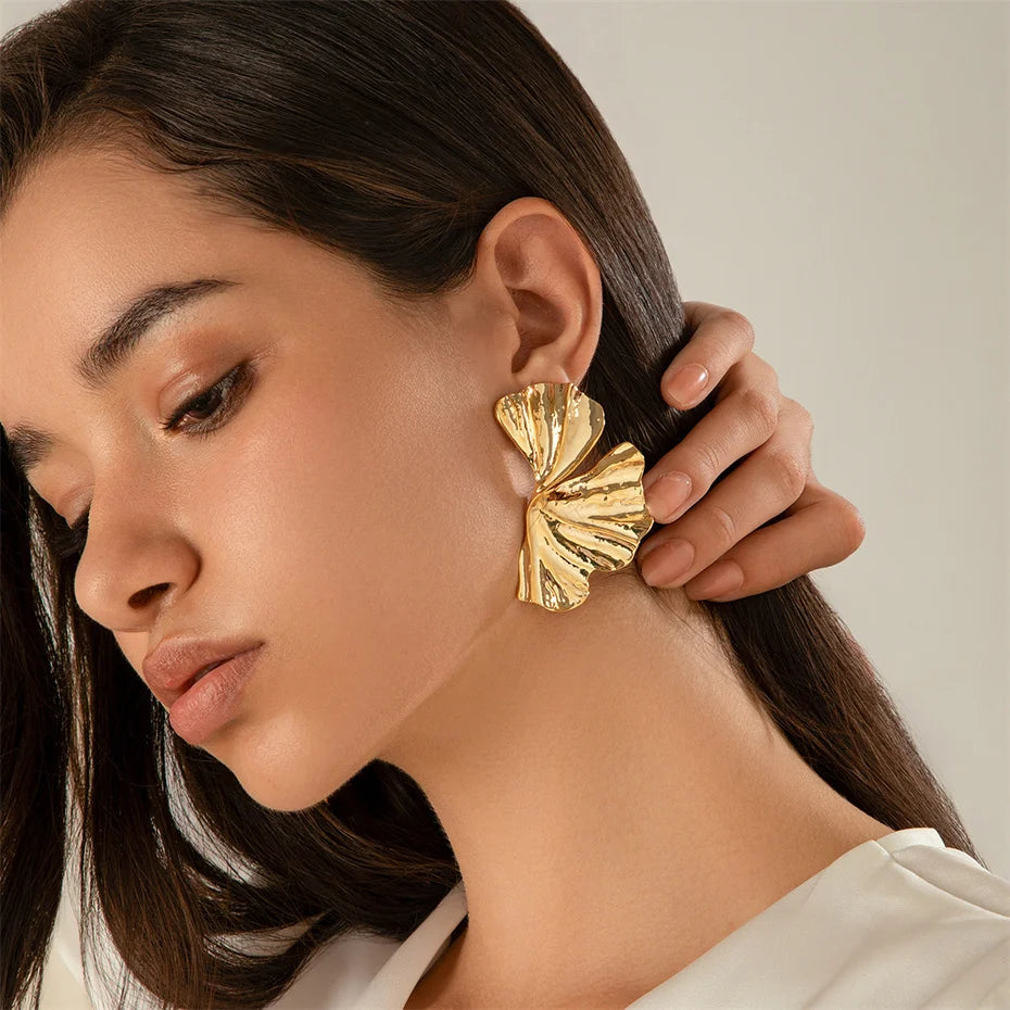 Maple Leaf Geometric Statement Earrings – Bold, Lightweight & Uniquely Chic