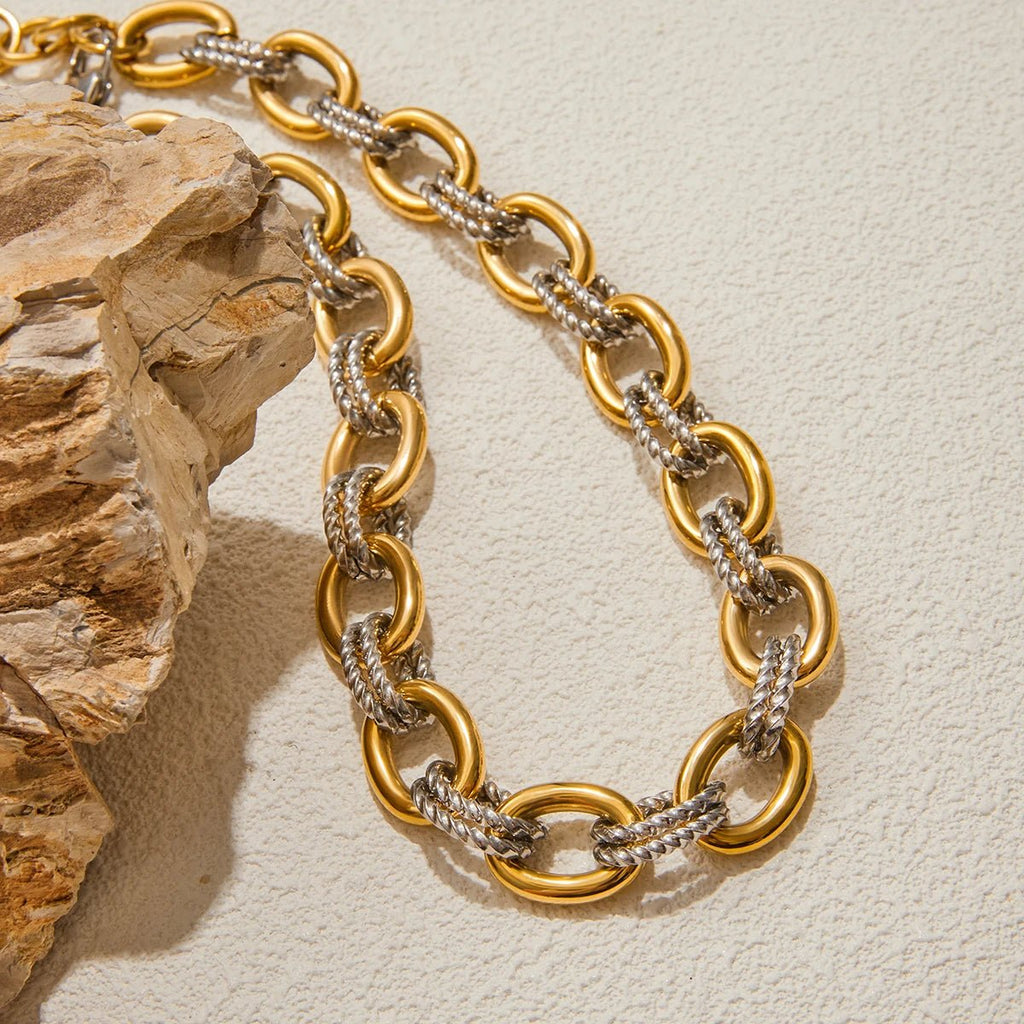 Two - Tone Chunky Chain Necklace | Gold & Silver Rope Links | The PM Edit - The PM Edit