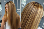 Load image into Gallery viewer, 5x5 P4/27 Honey Blonde Ombre Highlight HD Lace Front Wig | 180% Density | 100% Human Hair
