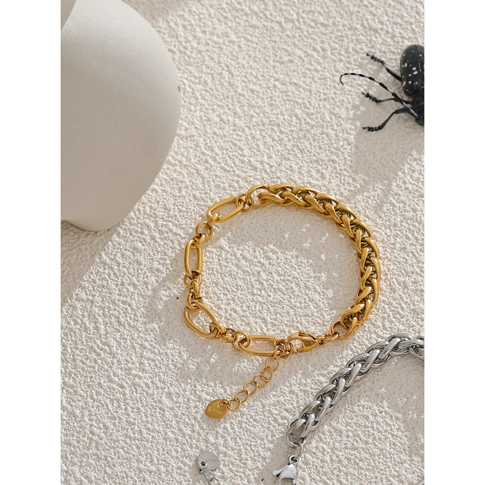 Mixed Chain Bracelet | Paperclip & Wheat Chain | 18K Gold & Silver | The PM Edit