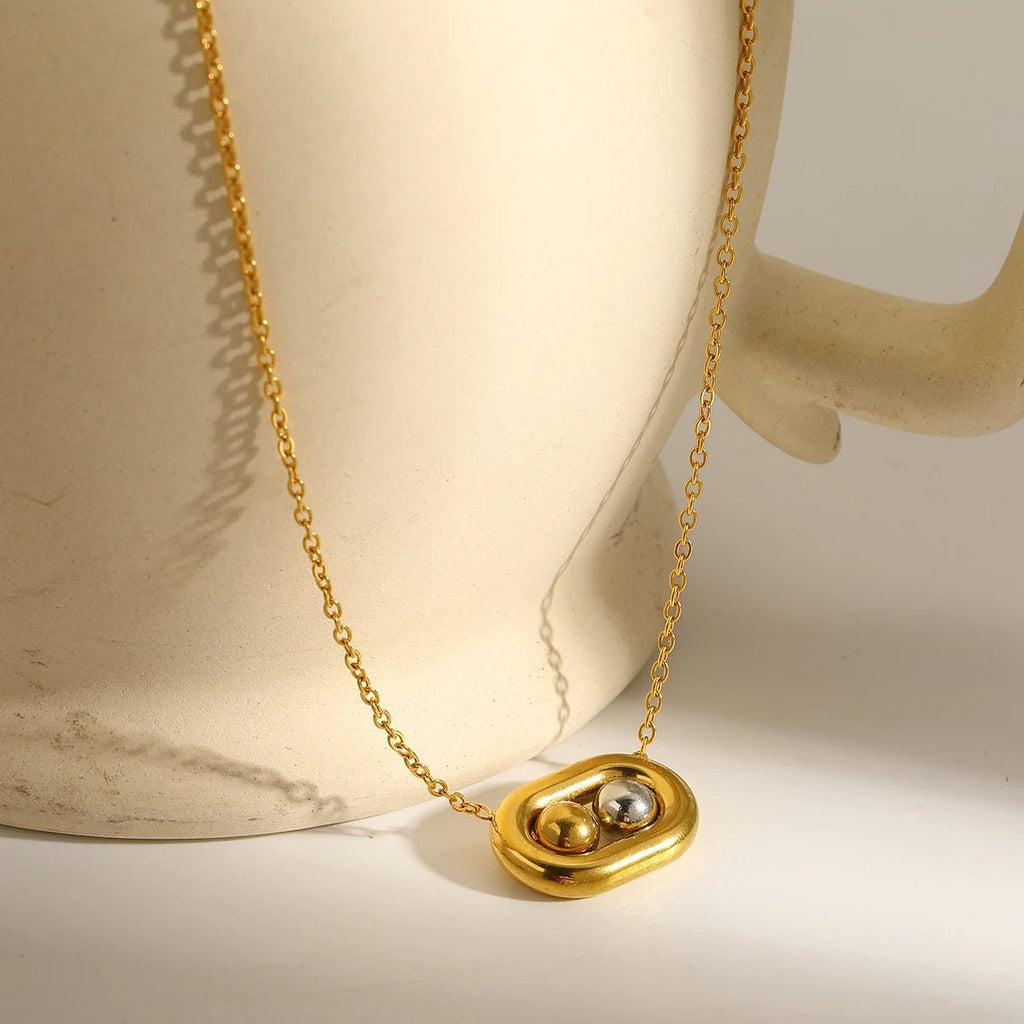 Dual Ball Oval Jewelry Set | 18K Gold Plated | Tarnish - Free & Waterproof - The PM Edit