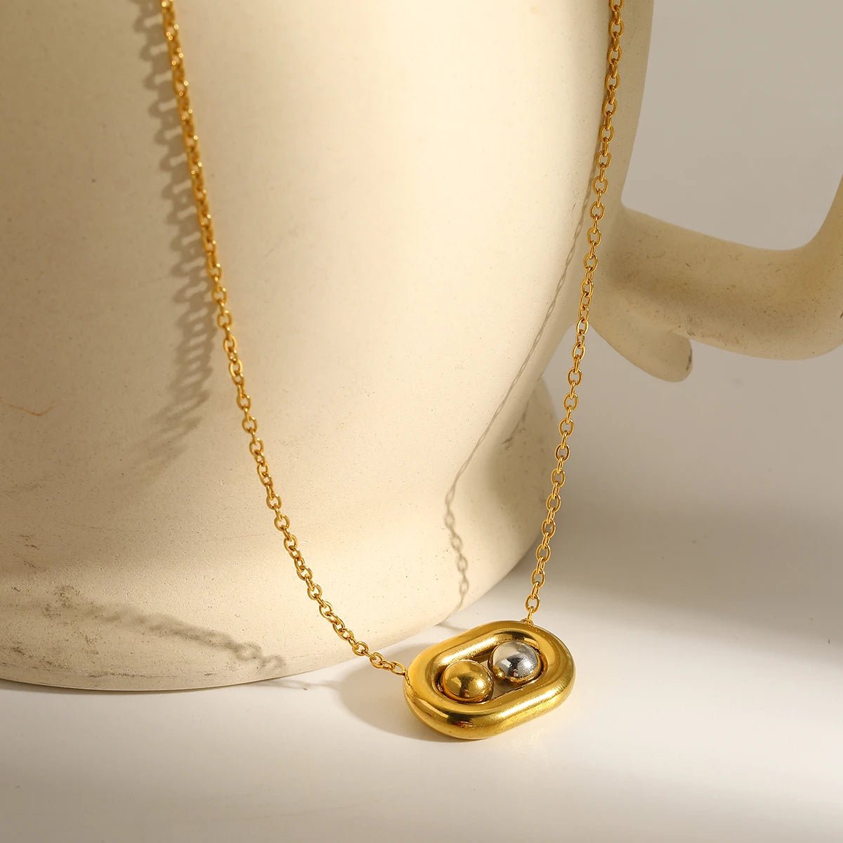 Dual Ball Oval Jewelry Set | 18K Gold Plated | Tarnish - Free & Waterproof - The PM Edit
