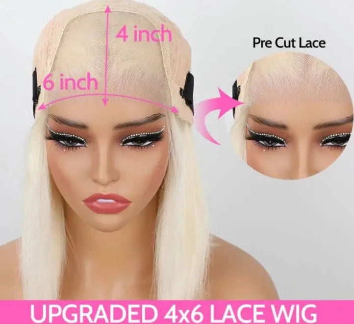 Wear Go Blonde 613  Glueless Lace Front HD Wig. Pre-Cut Pre-Plucked Transparent Straight Human Hair Wig.