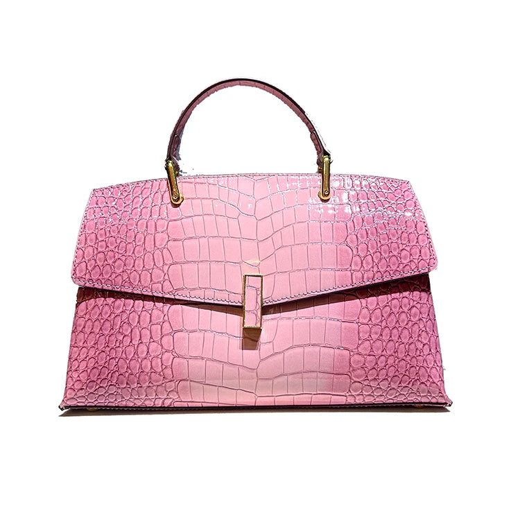Shell-Shaped Crocodile Pattern Leather Bag – Luxe Texture, Bold Silhouette