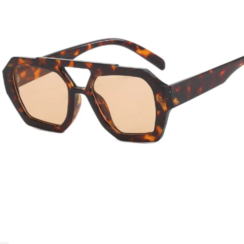 Tortoise Shell Double Beam Geometric Sunglasses | Retro Oversized Eyewear