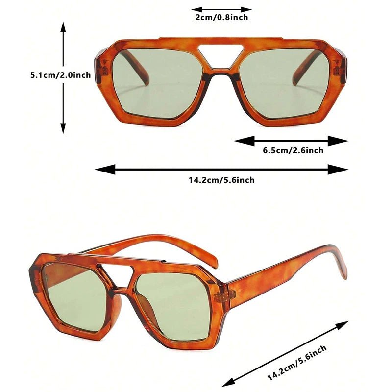 Retro Square Tortoise Sunglasses – Dual - Beam Oversized Frame | UV400 - The PM Edit