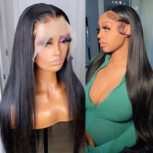 Brazilian Bone Straight Transparent Lace Front Wig 180 Density