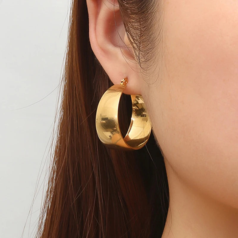 Gold-Plated Chunky Hoop Earrings – Bold, Everyday Luxury