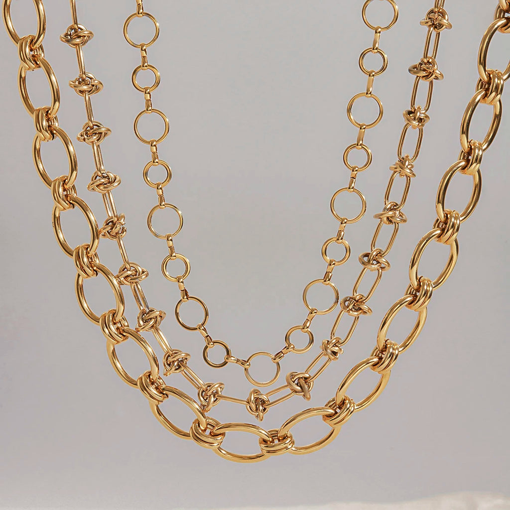 Layered Gold Chain Necklace Set | 18K PVD Stainless Steel Link Chain Jewelry