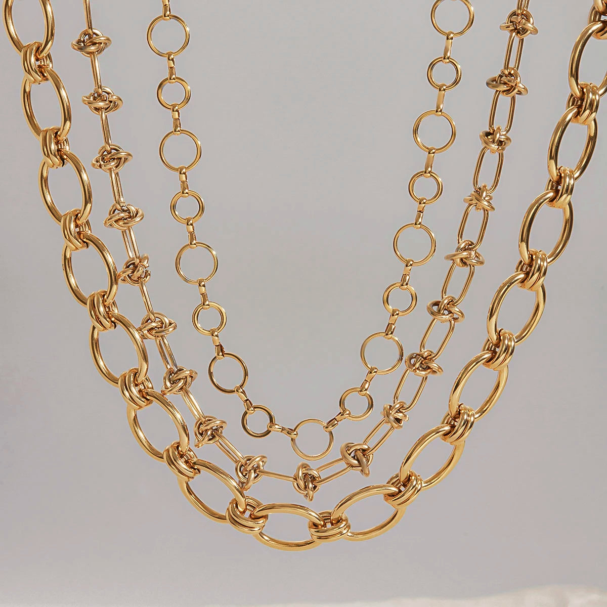 Layered Gold Chain Necklace Set | 18K PVD Stainless Steel Link Chain Jewelry