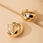 Load image into Gallery viewer, Bold Geometry Double Ring Hoops – Statement Earrings
