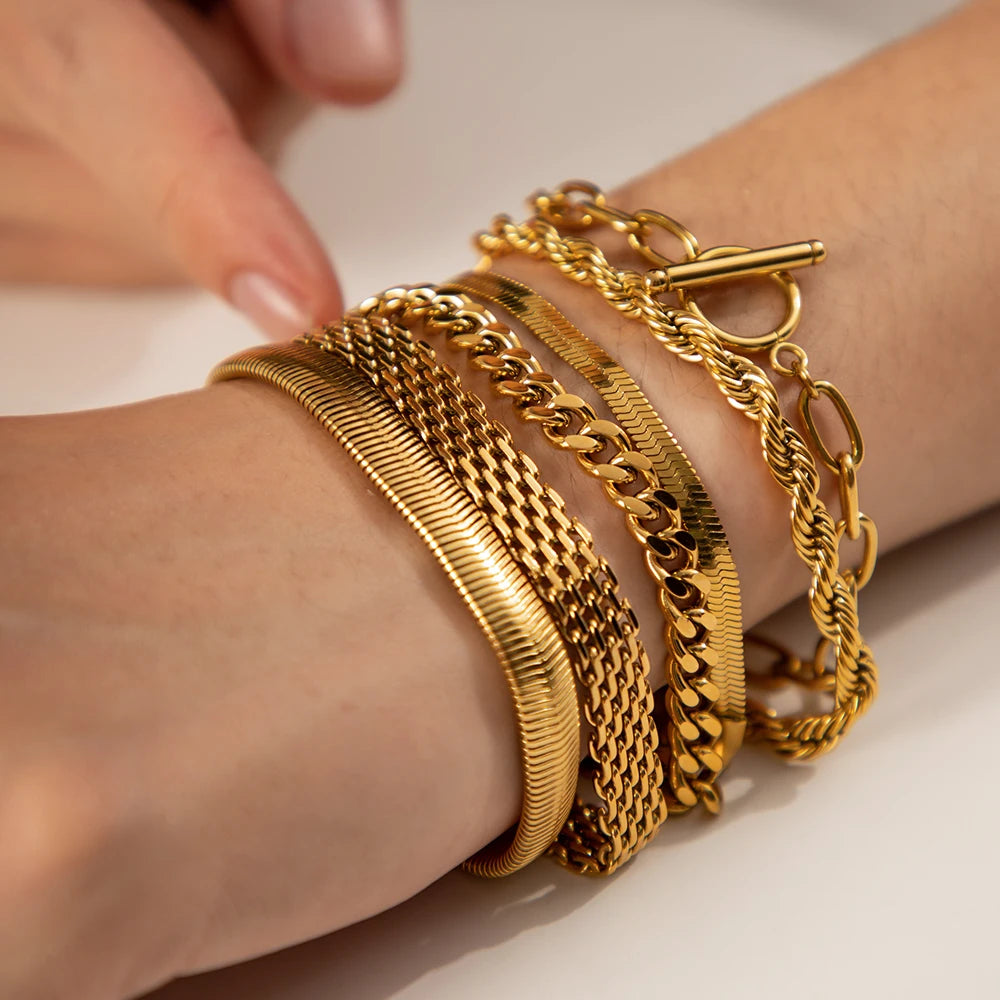 U-Link Barrel Connector Chain Bracelet | 18K Gold | The PM Edit
