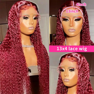 99J Burgundy Lace Front Wig |Curly Human Hair Wigs |Hd Lace Wig