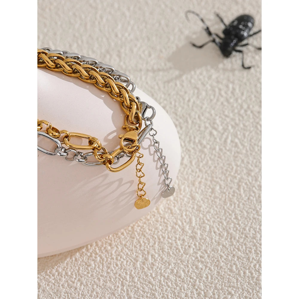 Mixed Chain Bracelet | Paperclip & Wheat Chain | 18K Gold & Silver | The PM Edit