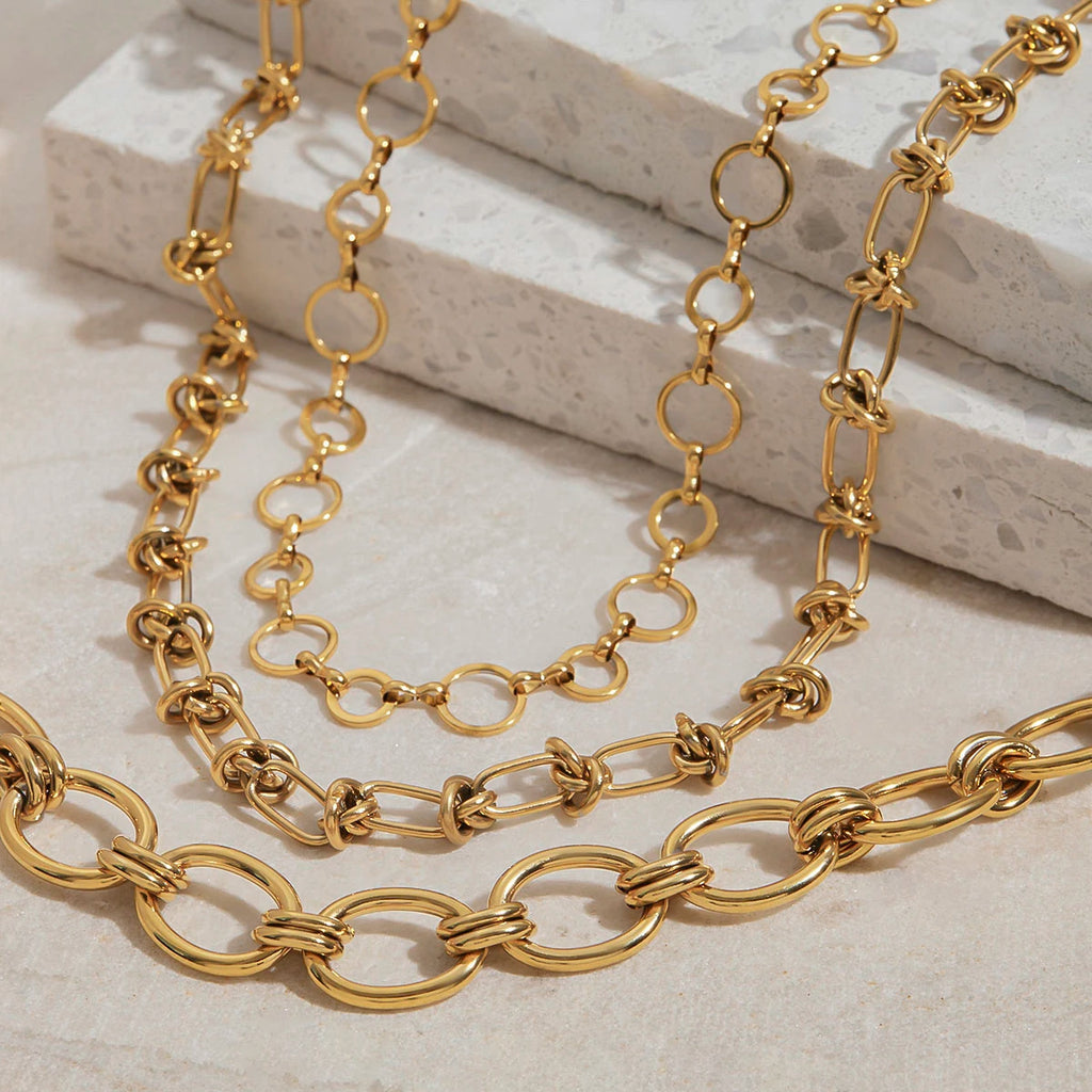 Layered Gold Chain Necklace Set | 18K PVD Stainless Steel Link Chain Jewelry