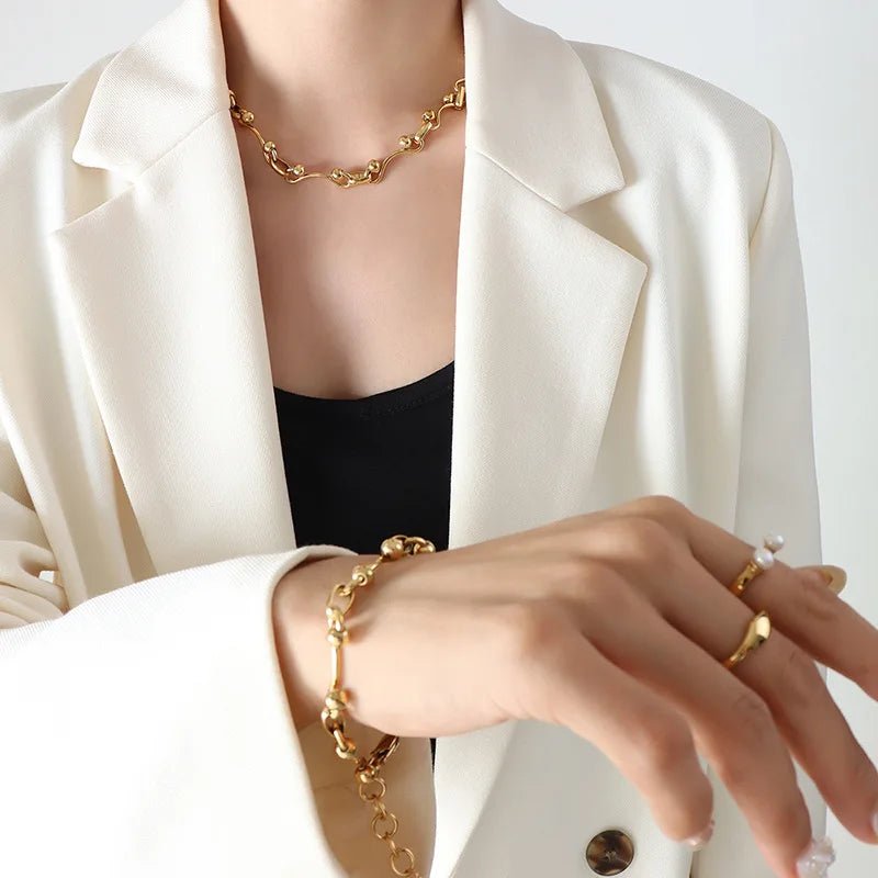 Solid Chain Necklace & Bracelet Set | PVD Plated | Tarnish - Free & Waterproof - The PM Edit