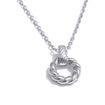 Load image into Gallery viewer, Twisted Rope Circle Pendant Necklace | 18K PVD Gold &amp; Silver Stainless Steel Jewelry
