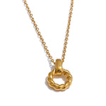 Load image into Gallery viewer, Twisted Rope Circle Pendant Necklace | 18K PVD Gold &amp; Silver Stainless Steel Jewelry
