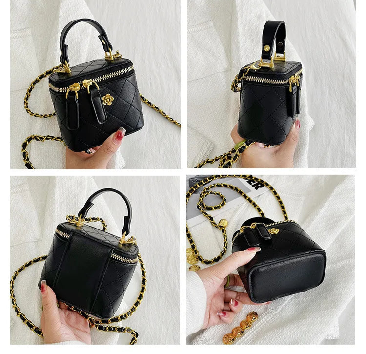 Small Shoulder Bucket Mini Bag Crossbody with Metal Chain – Trendy and Versatile Handbag