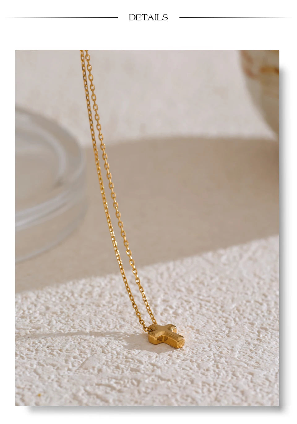 Puffy Cross Pendant Necklace | 18K Gold Plated Stainless Steel | The PM Edit
