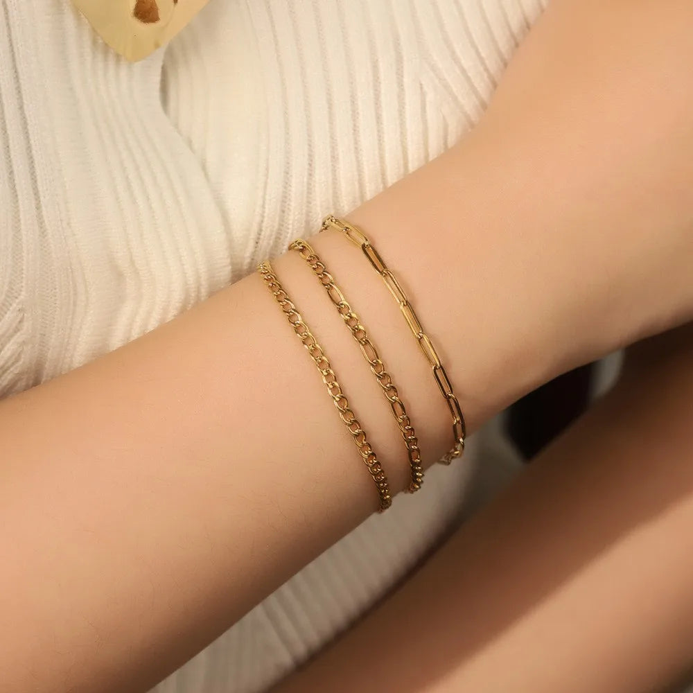 12-Piece Chain Bracelet Set | 18K PVD Gold & Silver Stainless Steel Stackable Bracelets