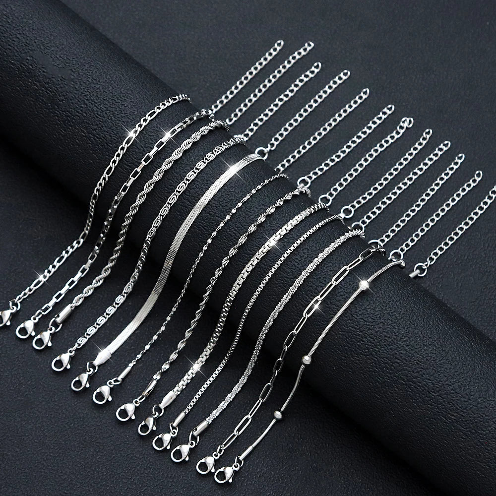 12-Piece Chain Bracelet Set | 18K PVD Gold & Silver Stainless Steel Stackable Bracelets