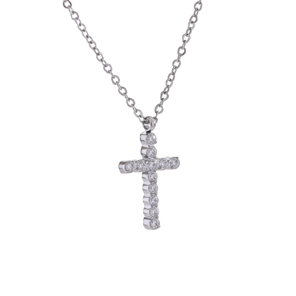 Crystal Cross Pendant Necklace | CZ Diamond | 18K Gold & Silver | The PM Edit