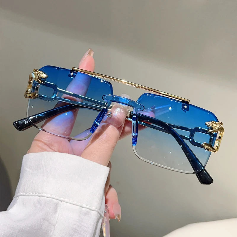 Rimless Square Sunglasses | Vintage Double Bridge