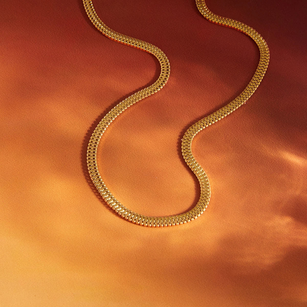 Gold Flat Snake Chain Choker Necklace | 18K PVD Stainless Steel Minimalist Jewelry