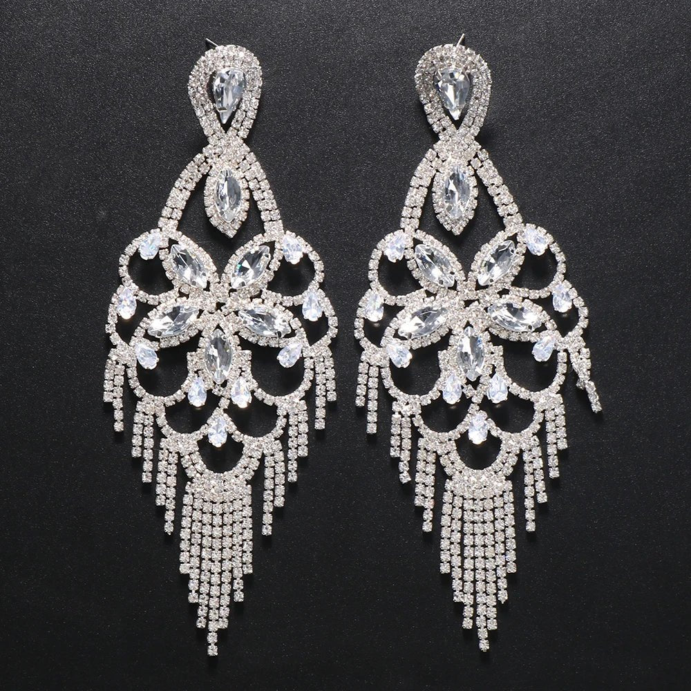 Crystal Chandelier Tassel Drop Earrings - The PM Edit