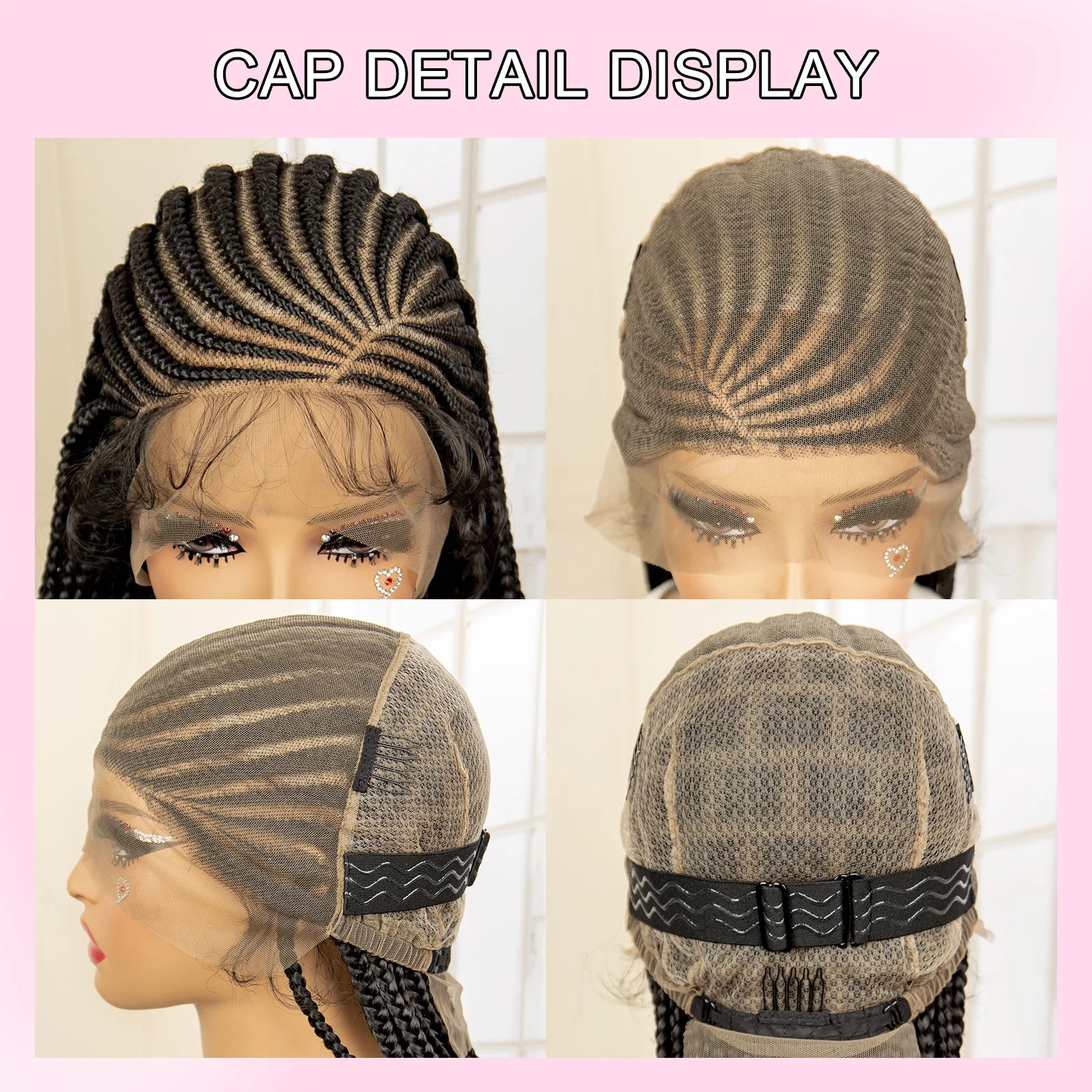 Full Lace Cornrow Braided Wigs for Black Women Handmade Synthetic Long Box Braided Wig with Baby Hair Lace Front Braids Wigs