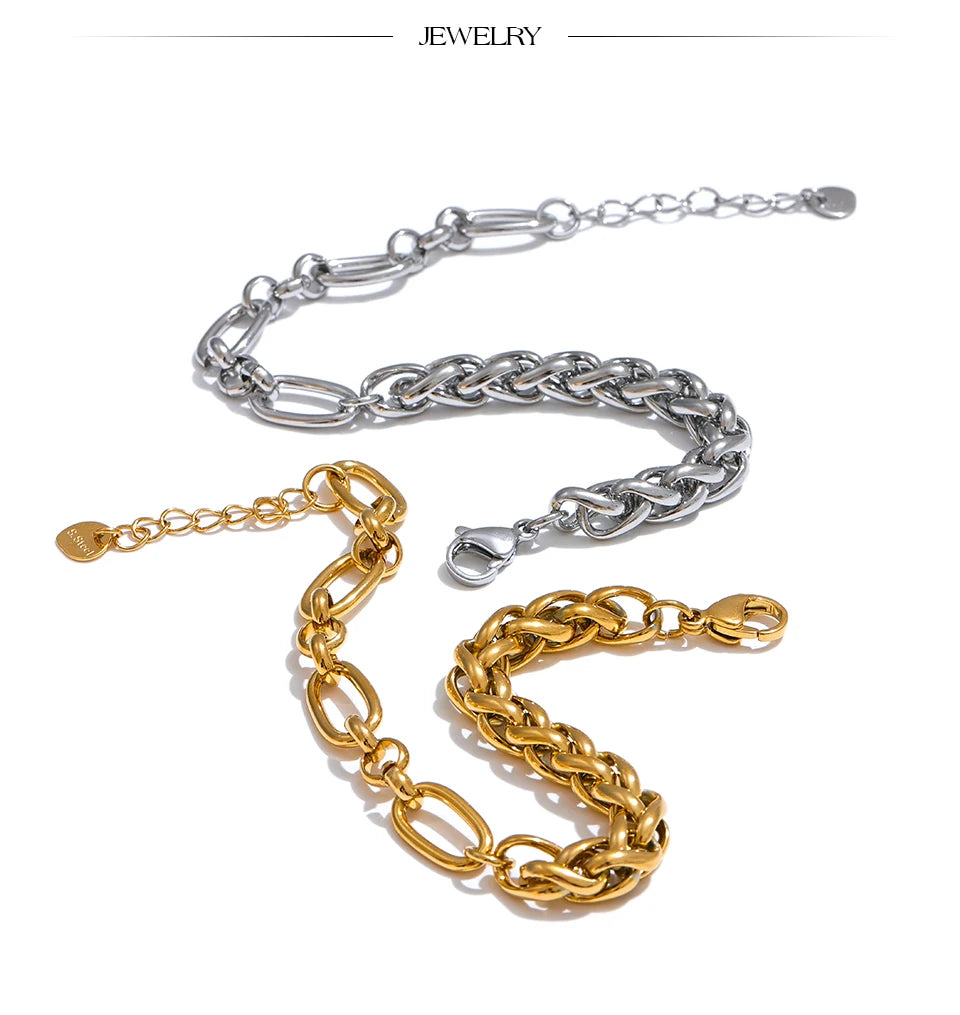 Mixed Chain Bracelet | Paperclip & Wheat Chain | 18K Gold & Silver | The PM Edit