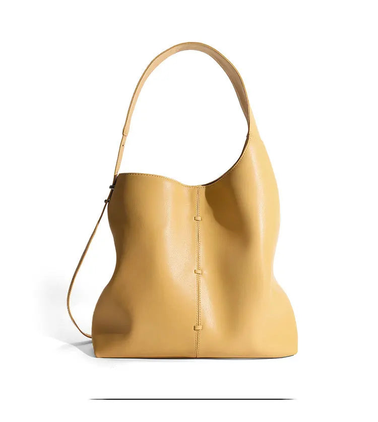 Soft Leather Barrel Shoulder Bag | Underarm & Crossbody