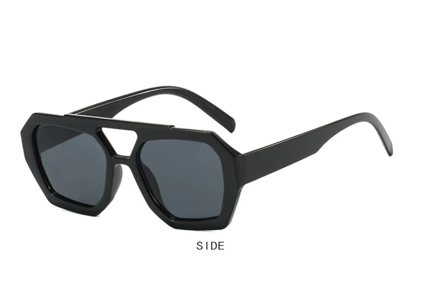 Tortoise Shell Double Beam Geometric Sunglasses | Retro Oversized Eyewear