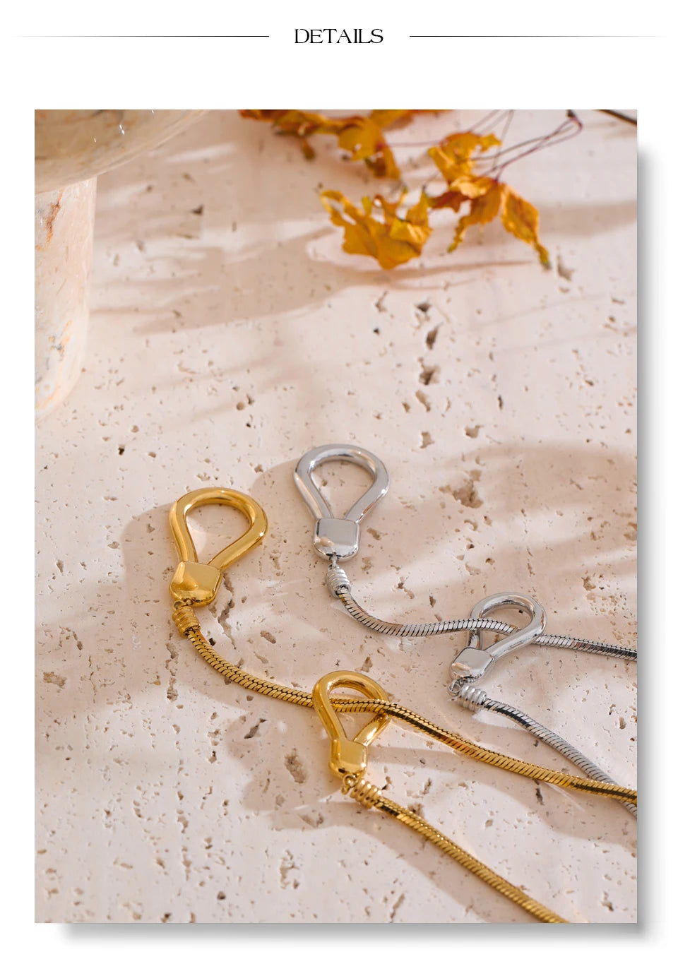 Sculptural Lariat Snake Chain Necklace – Gold & Silver | Tarnish-Resistant