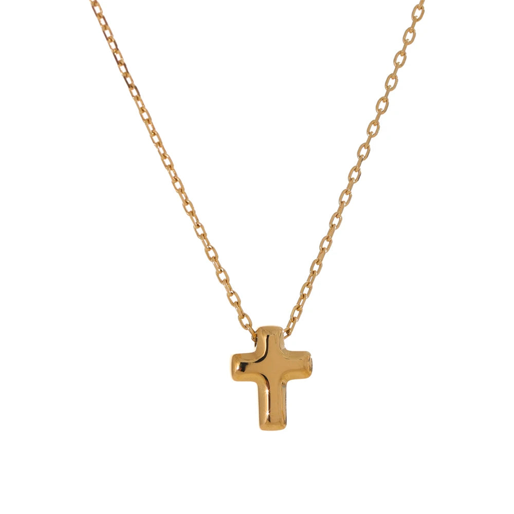 Puffy Cross Pendant Necklace | 18K Gold Plated Stainless Steel | The PM Edit