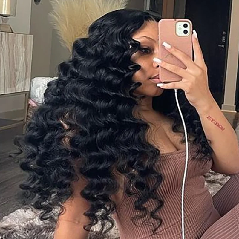 Transparent Loose Deep Wave Glueless Curly Human Hair Lace Front Wig. Pre-Cut Pre-Plucked Deep Wave Wig. Wear And Go.