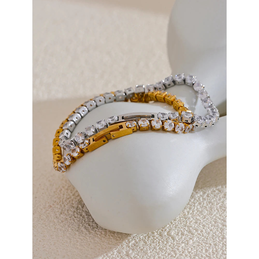 Crystal Tennis Bracelet | PVD Plated | Tarnish-Free & Waterproof