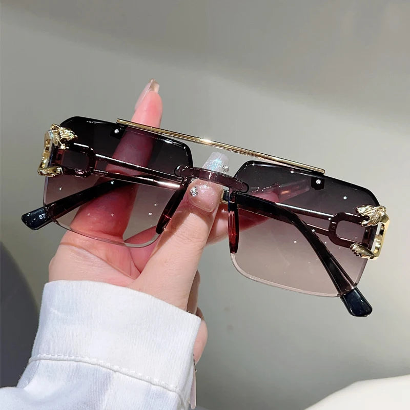 Rimless Square Sunglasses | Vintage Double Bridge