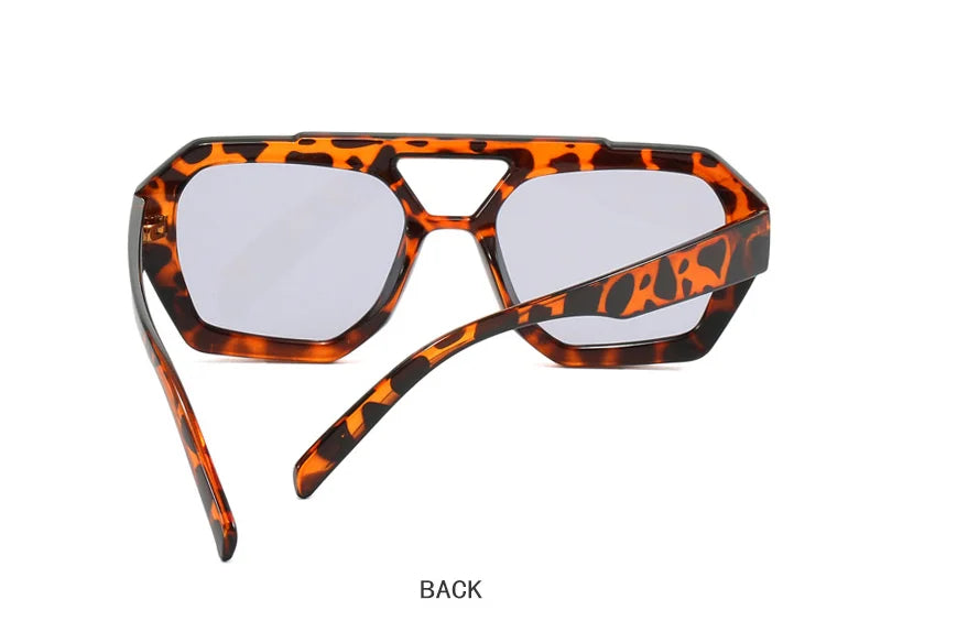 Tortoise Shell Double Beam Geometric Sunglasses | Retro Oversized Eyewear