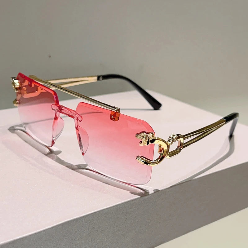 Rimless Square Sunglasses | Vintage Double Bridge