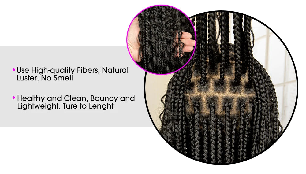 36 Inches Long Boho Braided Wigs with Baby Hair/Knotless Box Braid Wig