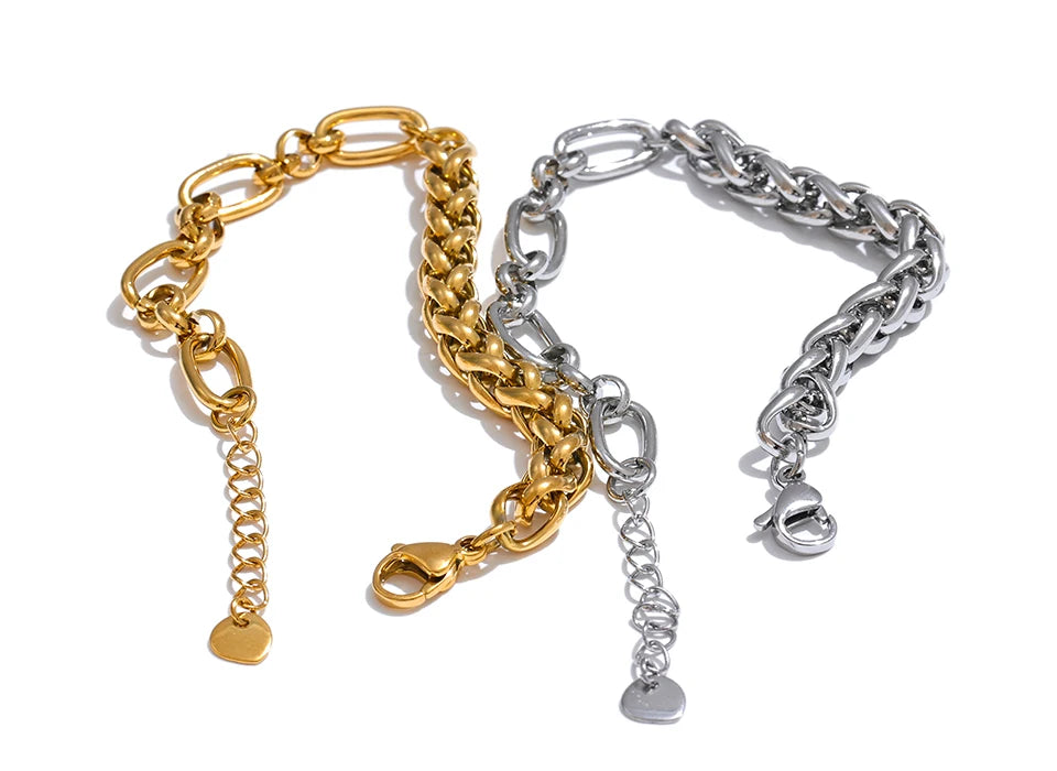 Mixed Chain Bracelet | Paperclip & Wheat Chain | 18K Gold & Silver | The PM Edit