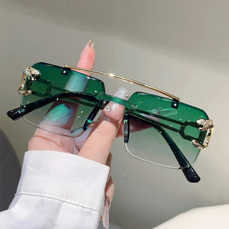 Rimless Square Sunglasses | Vintage Double Bridge