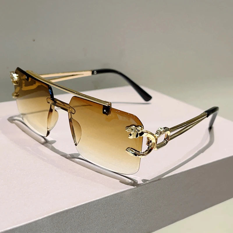 Rimless Square Sunglasses | Vintage Double Bridge