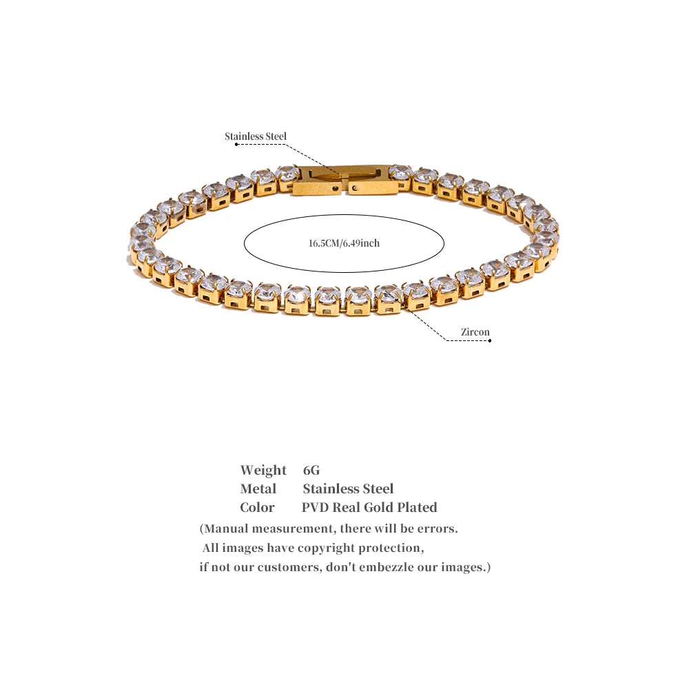 Crystal Tennis Bracelet | PVD Plated | Tarnish-Free & Waterproof