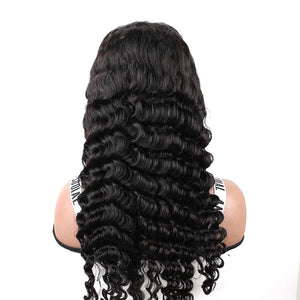 Wear And Go Glueless Loose Deep Wave Lace Front Human Hair Wig. Transparent Lace Closure. Deep Wave Wig. PrePlucked.