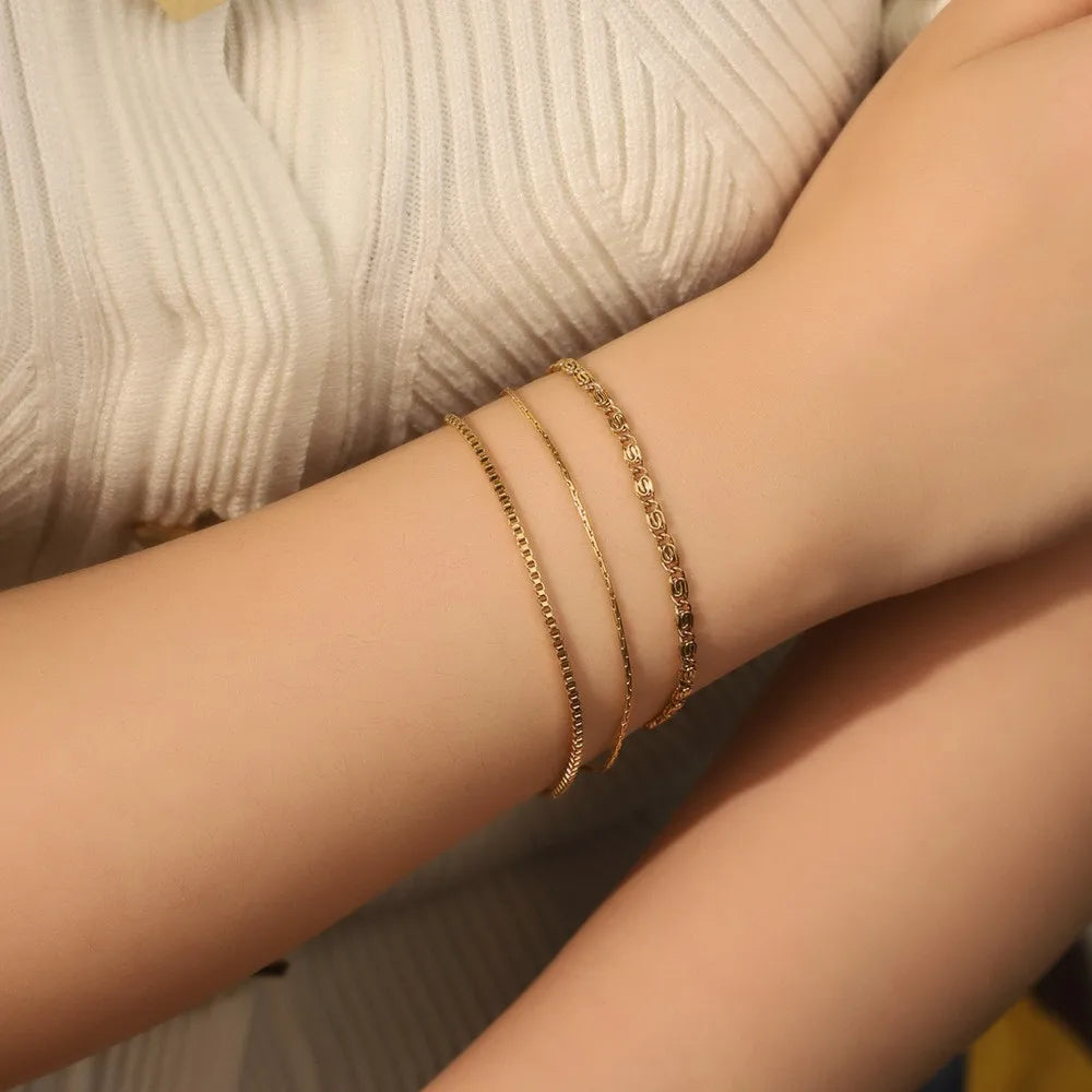 12-Piece Chain Bracelet Set | 18K PVD Gold & Silver Stainless Steel Stackable Bracelets