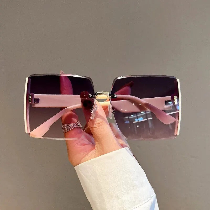 Square Frameless Retro Sunglasses – Bold, Lightweight Statement Shades